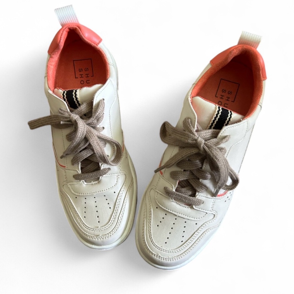 Stylish Women’s Cream and Orange Sneakers
